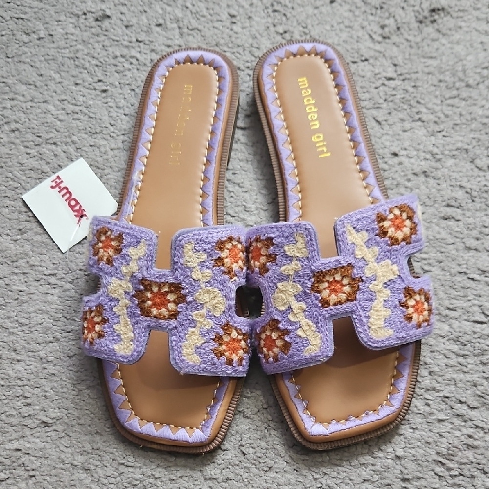 Madden Girl Purple Floral Slide Sandals